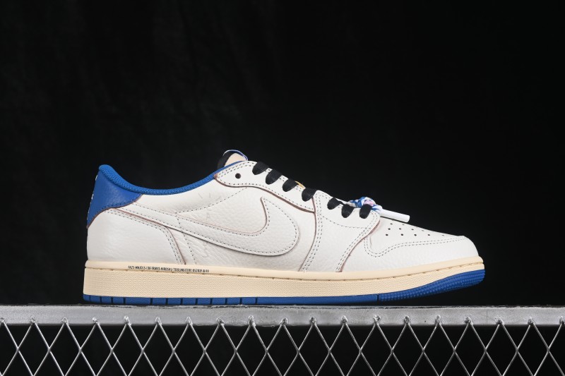 Nike Travis Scott x Air Jordan 1 Low OG Retro Sneakers with Reverse Swoosh Design - DM7866-104