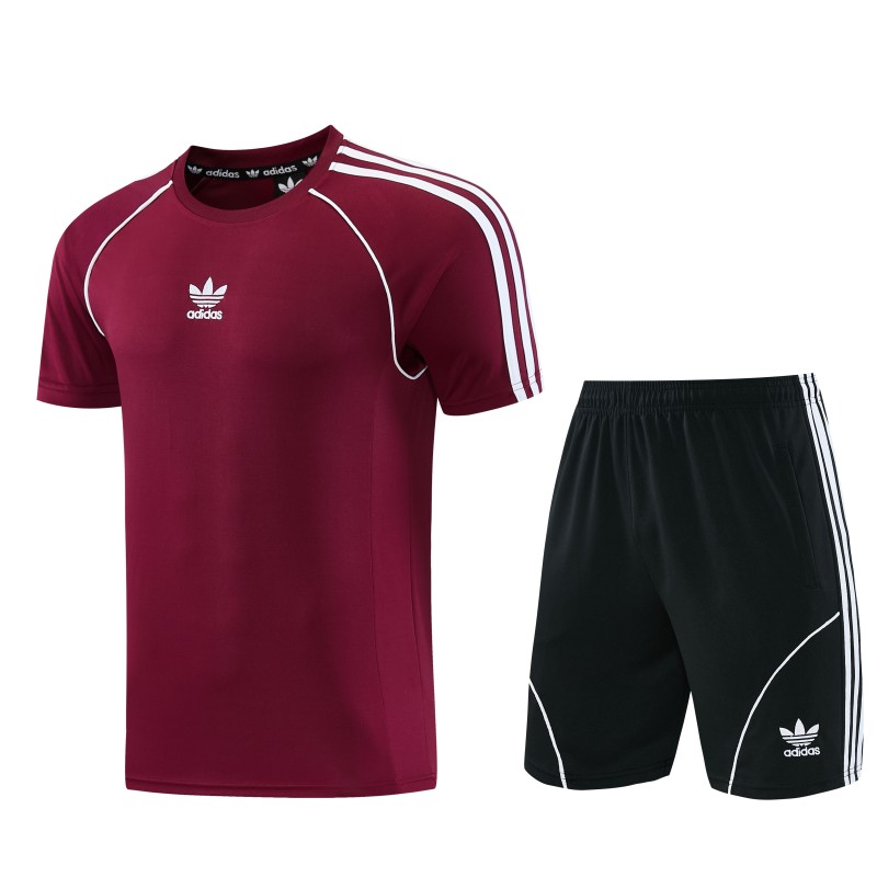 26/27 Adidas AD15  Dark Red Short Sleeve+Soccer Shorts