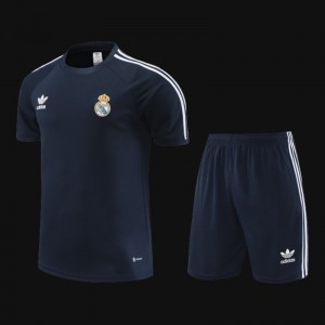 23/24 Adidas Originals Real Madrid Navy Cotton Short Sleeve Jersey+Shorts