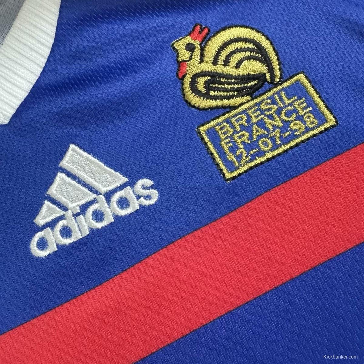 Retro Kids 1998 France Home Long Sleeve Jersey