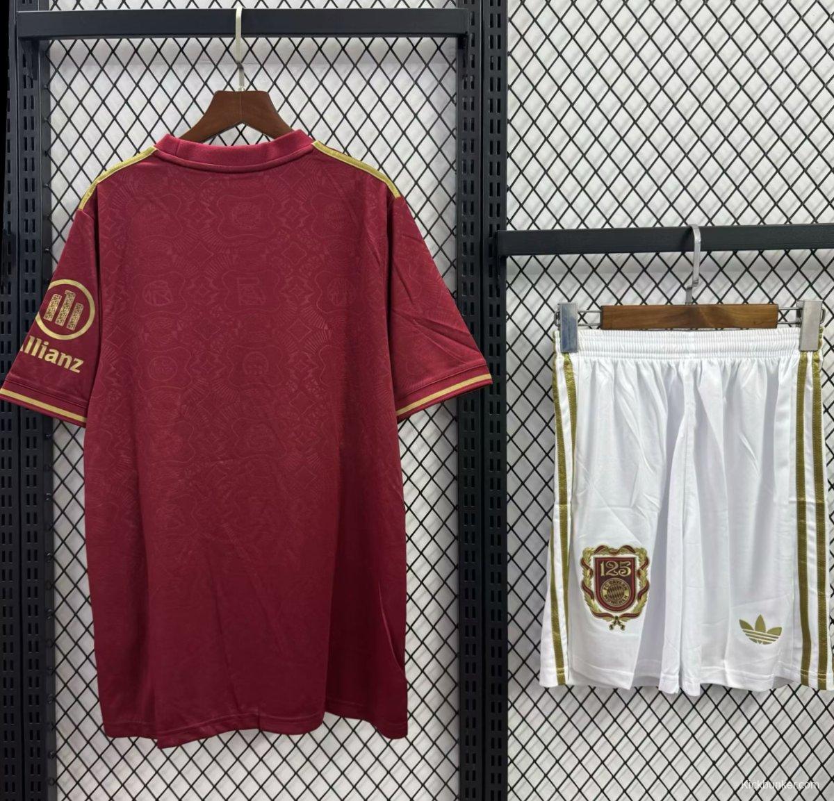 25/26 Kids Bayern Munich 125Th Anniversary Wine Jersey