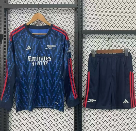 25/26 Kids Arsenal Away Long Sleeve Blue Jersey