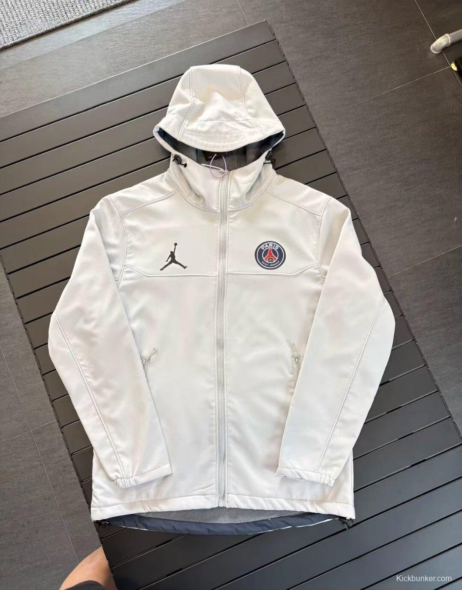 25/26 PSG White/Navy/Black/Olive Green Jordan Hooded Jacket