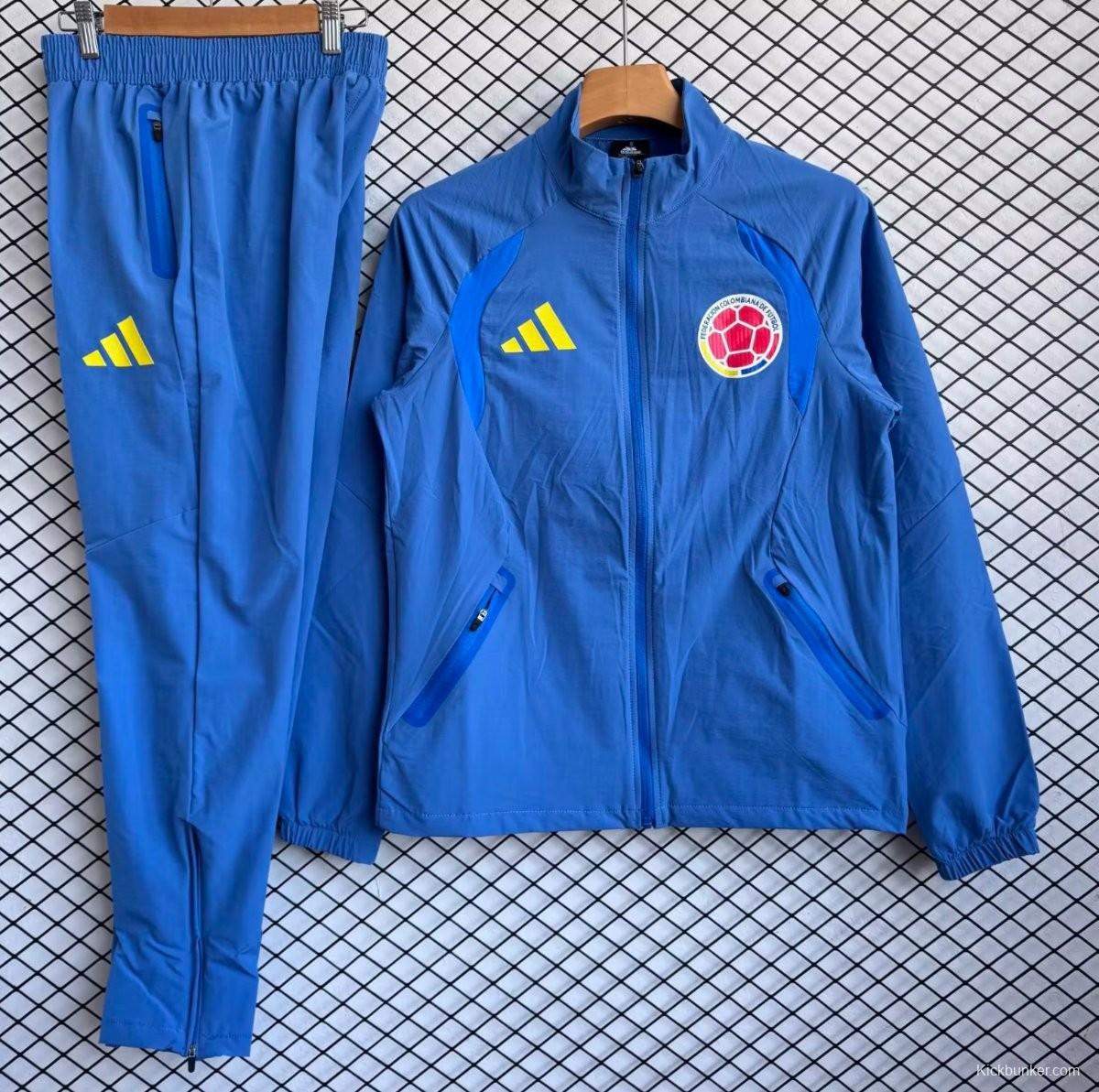25/26 Colombia National Team Blue Full zipper Jacket Tracksuit+ long pants