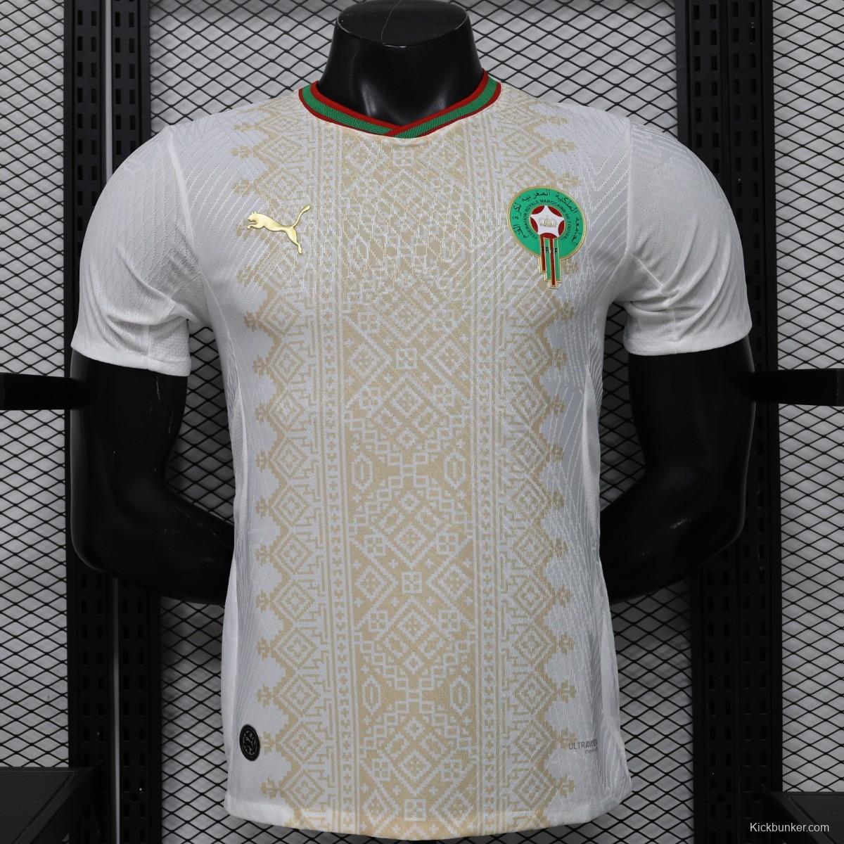 Player Version 26/27  Morocco  Away  White & Gold Amazigh Pattern Jersey