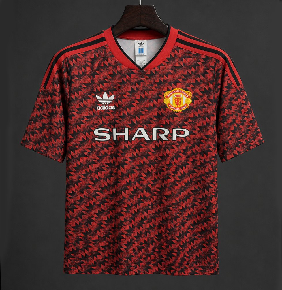 26/27 Manchester Untied 1990–92 Away Red/Black Remake Jersey
