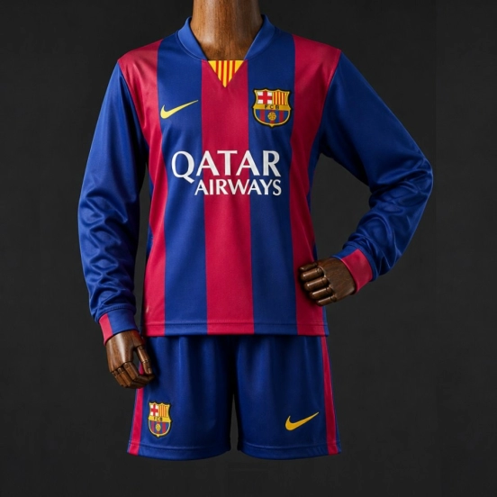 14/15 Kids Barcelona Home Retro Long-Sleeve Kit Jersey Size 16-28