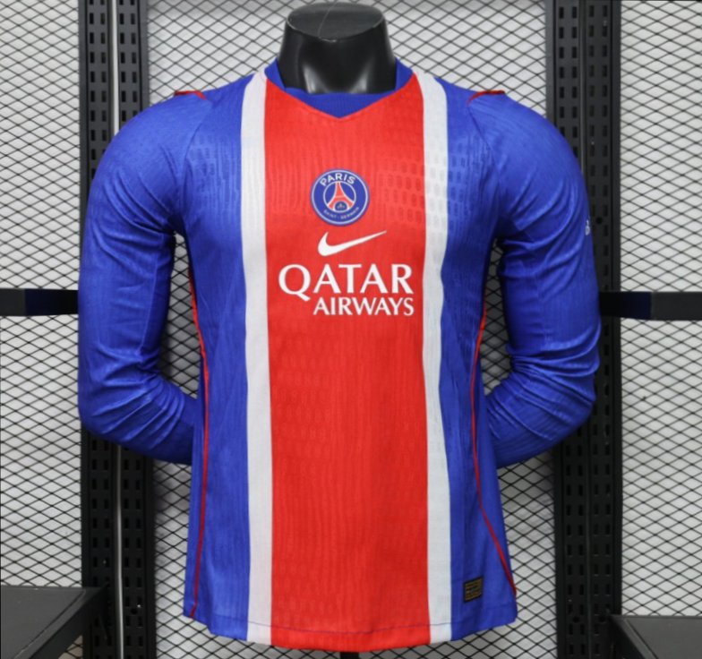 Player Version 26/27 PSG Blue & Red Stripe Long Sleeve Home Jersey