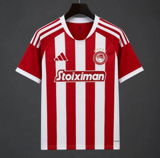 26/27 Olympiacos Red and White Stripe Home Jersey