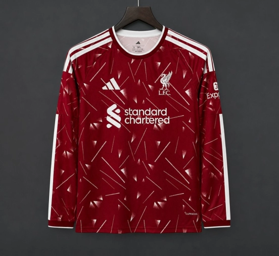 26/27 Liverpool Red with Triangle Pattern Long Sleeve Home Jersey