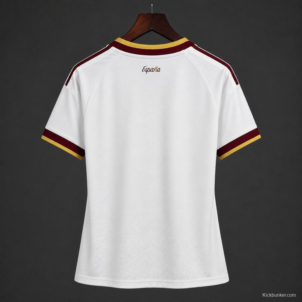 2 Star 2026 Women Spain Away White Jersey With Champion Patch
