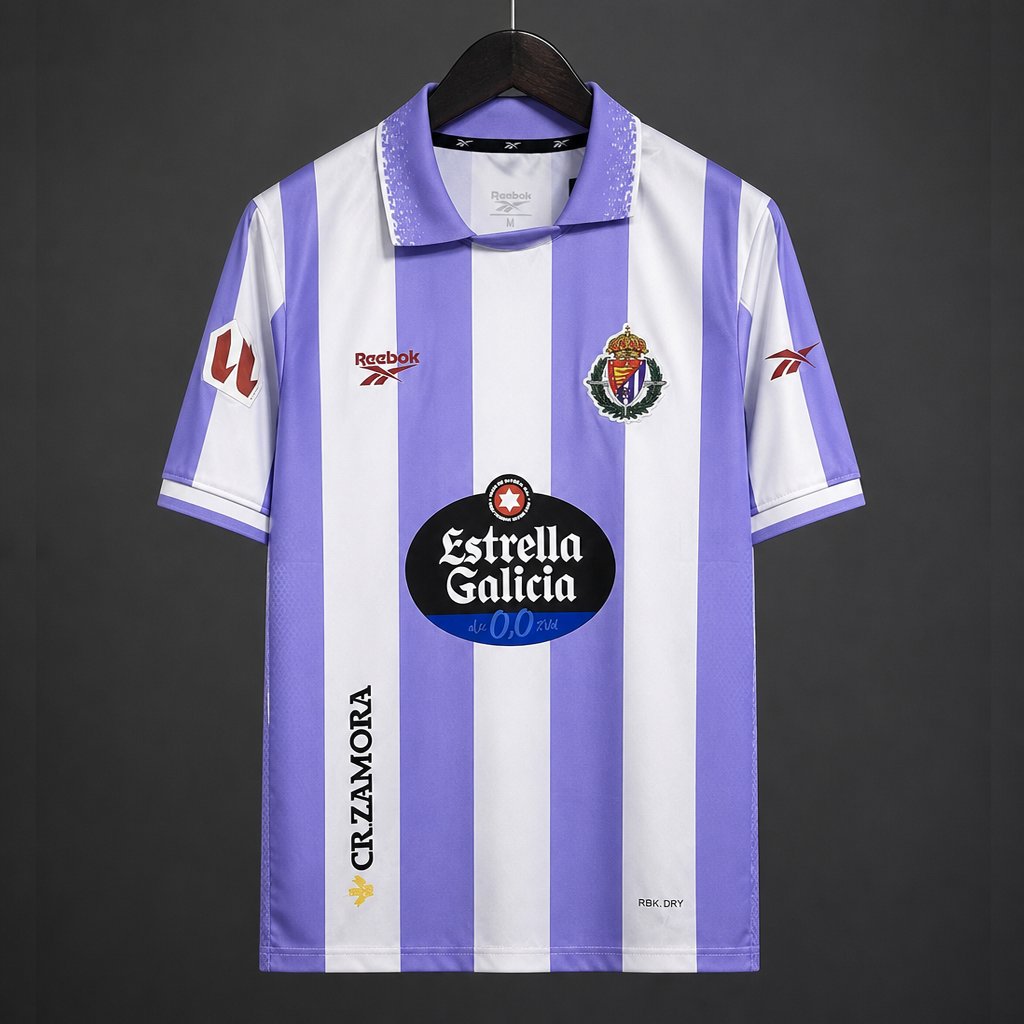 26/27 Real Valladolid Purple & White Vertical Stripes Home Jersey